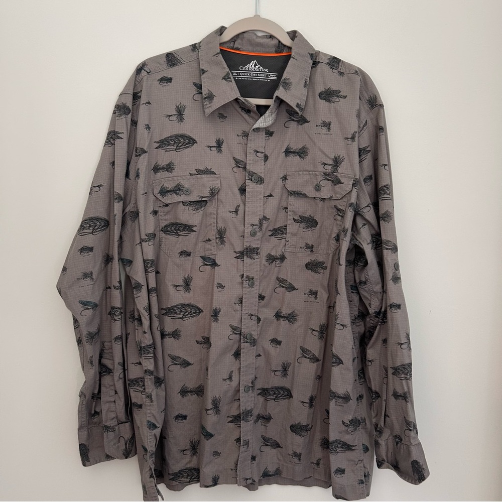 Croft & Barrow Fishing Lure Print Casual Button Down Shirt